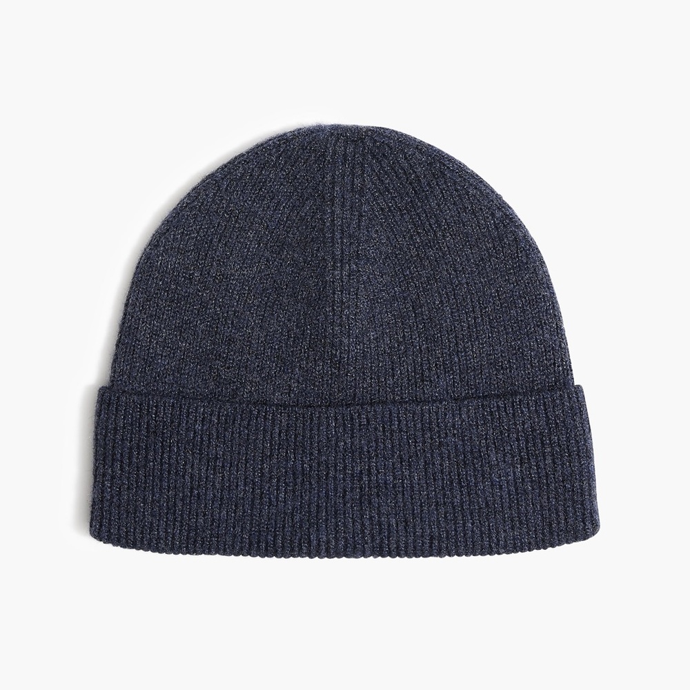 NWT J.Crew Supersoft Beanie Hat Navy | Recycled Knit | Small Seam Hole | Unisex